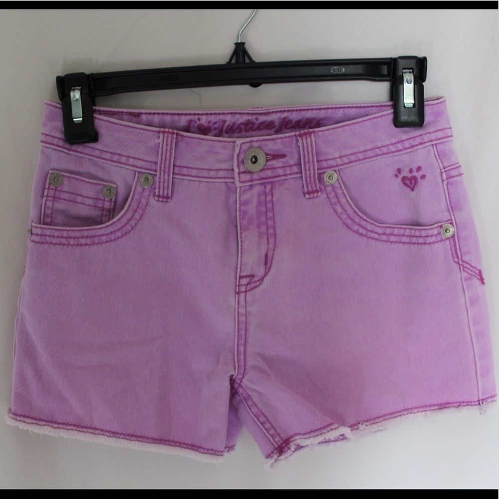 Justice purple/pink simply low jean shorts